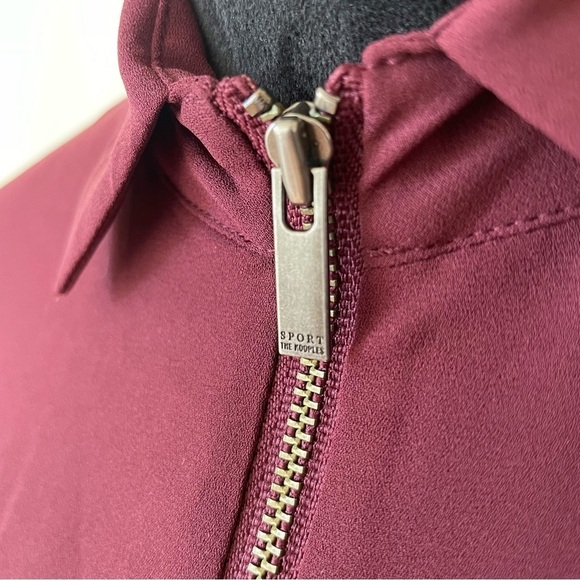 THE KOOPLES SPORT Burgundy Zip Front Mixed Media Long Sleeve Blouse Shirt Size S - Picture 6 of 10